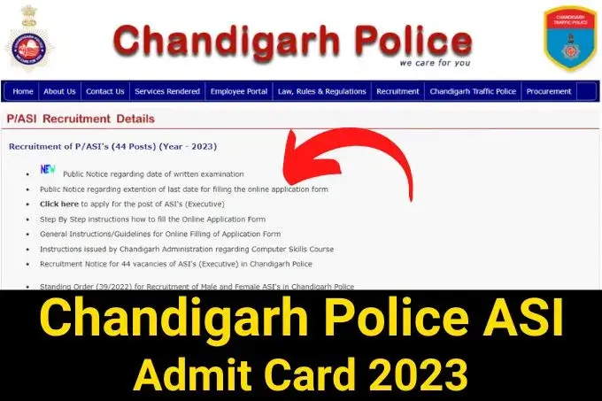 Chandigarh Police ASI Admit Card 2023 Link